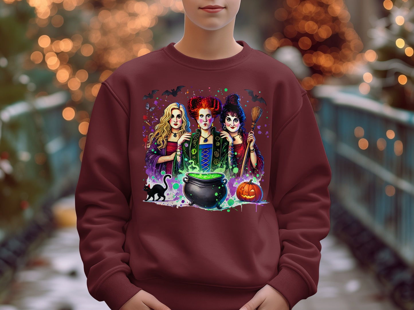 Colorful Halloween Witches Graphic Sweatshirt product type