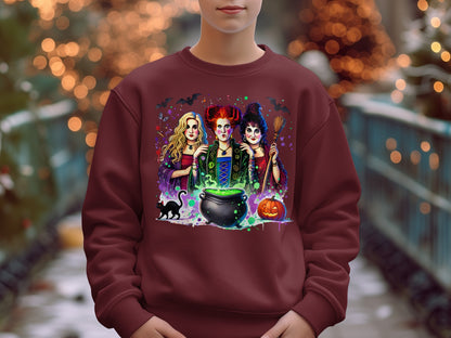 Colorful Halloween Witches Graphic Sweatshirt product type