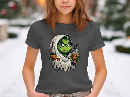 Halloween Grinch Holding Drink Graphic Tee product type