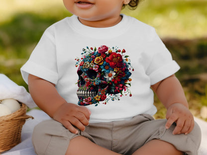 Colorful Floral Skull Design Baby Shirt product type