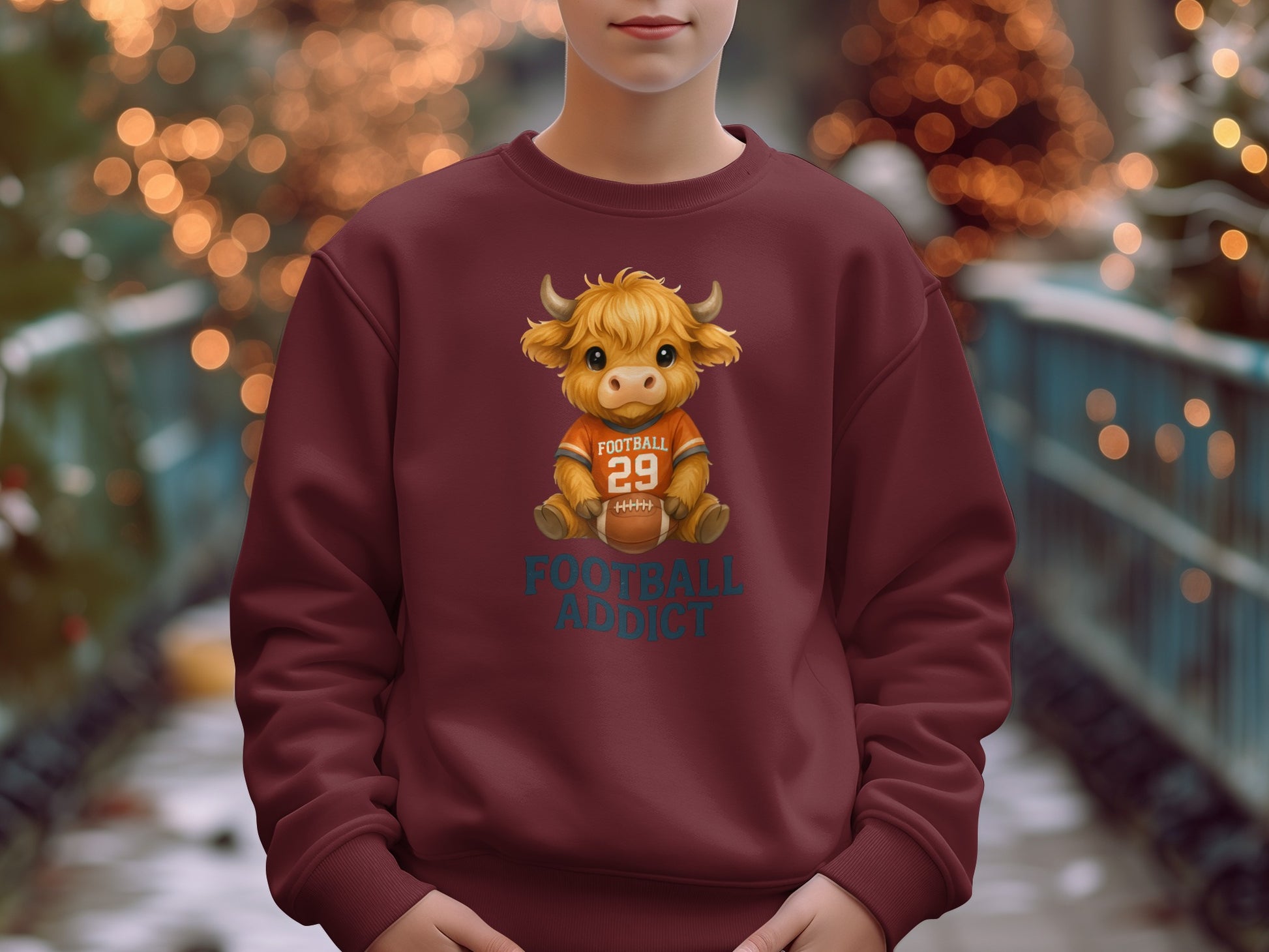 Football Addict Cute Bull Christmas Sweatshirt product type