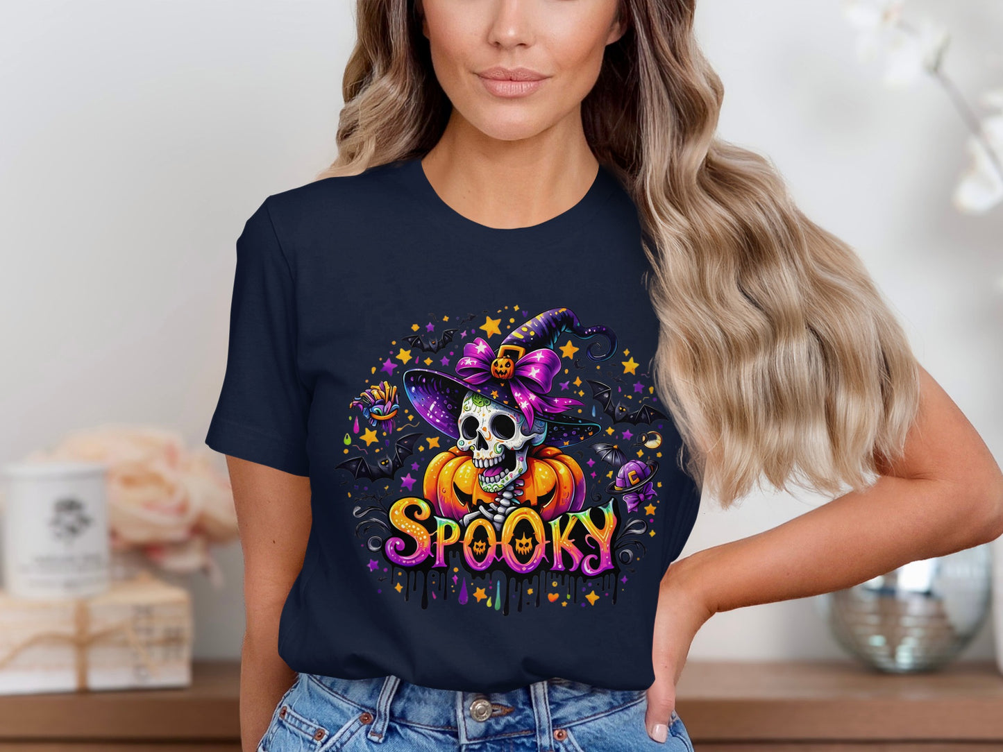 Spooky Skeleton Witch Halloween Graphic T-shirt product type