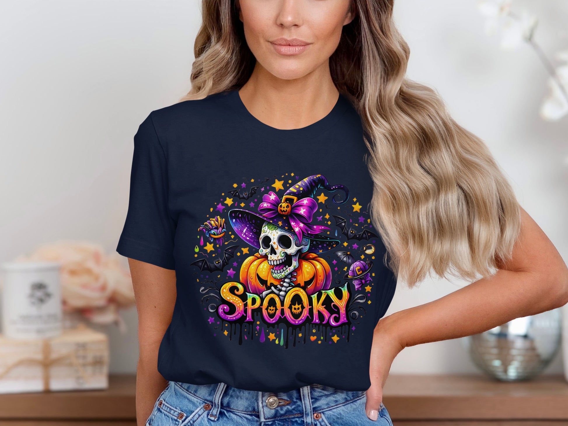 Spooky Skeleton Witch Halloween Graphic T-shirt product type