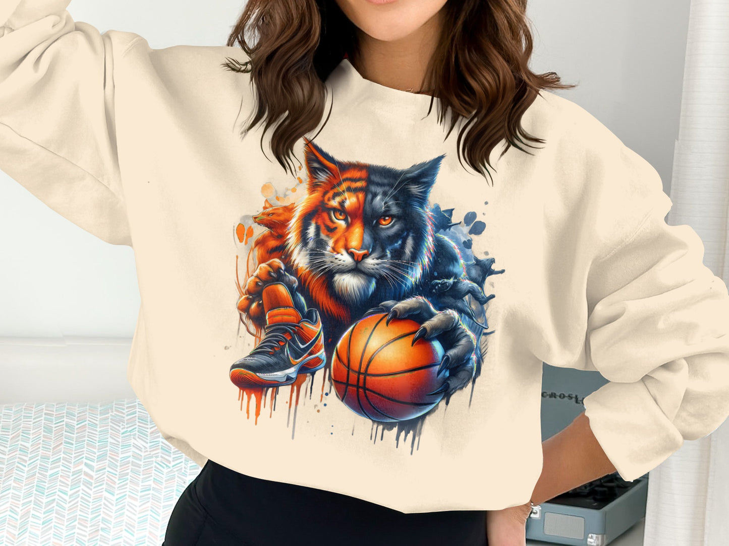 Fierce Basketball Cat Art Print Solid color fashion product