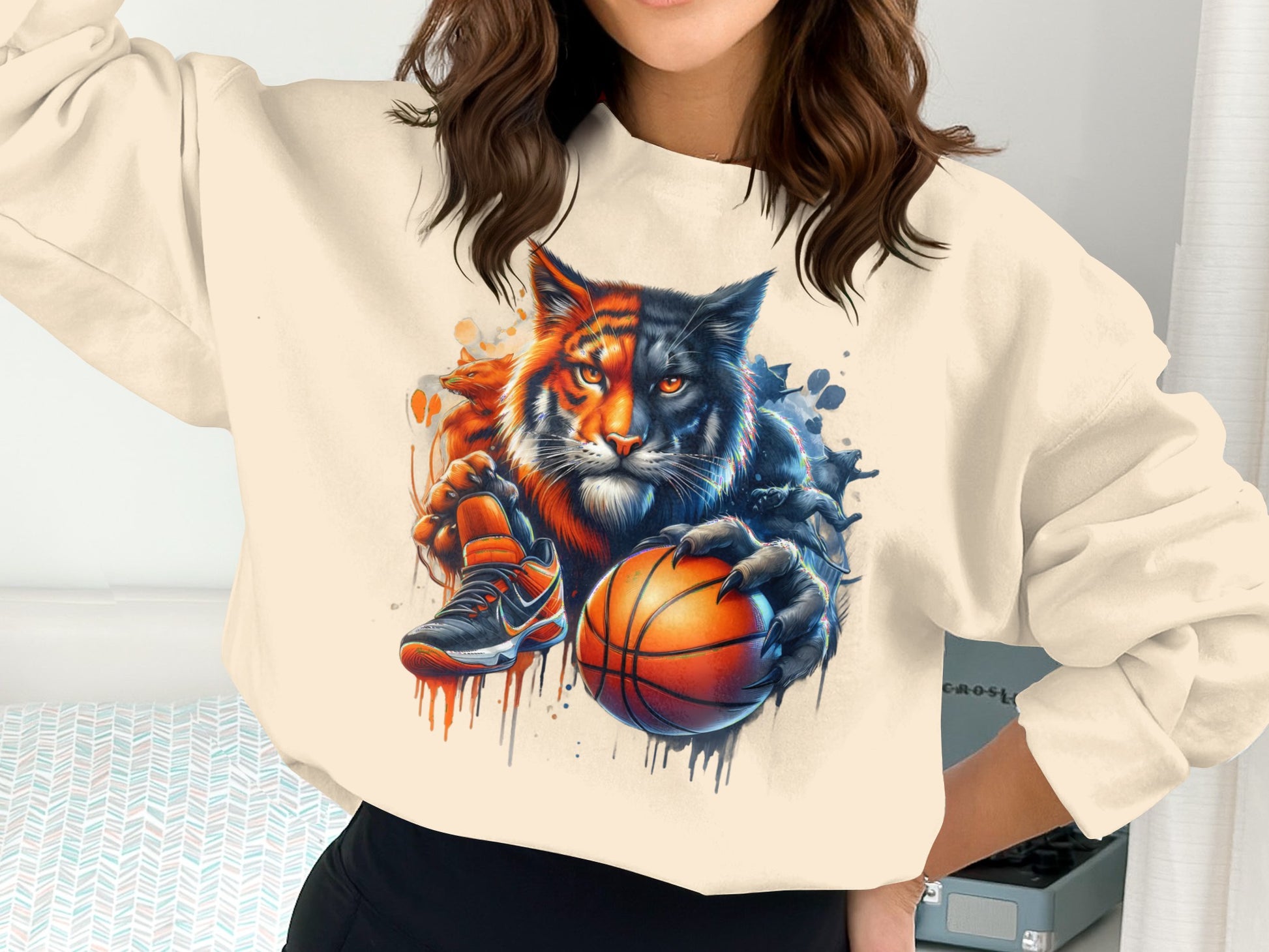 Fierce Basketball Cat Art Print Solid color fashion product