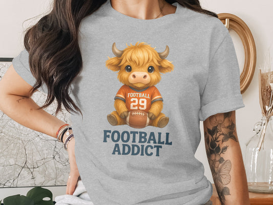 Adorable Football Addict Cow Themed T-shirt product