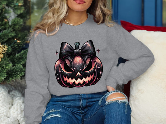 Spooky Jack O Lantern Graphic Grey Sweatshirt product type