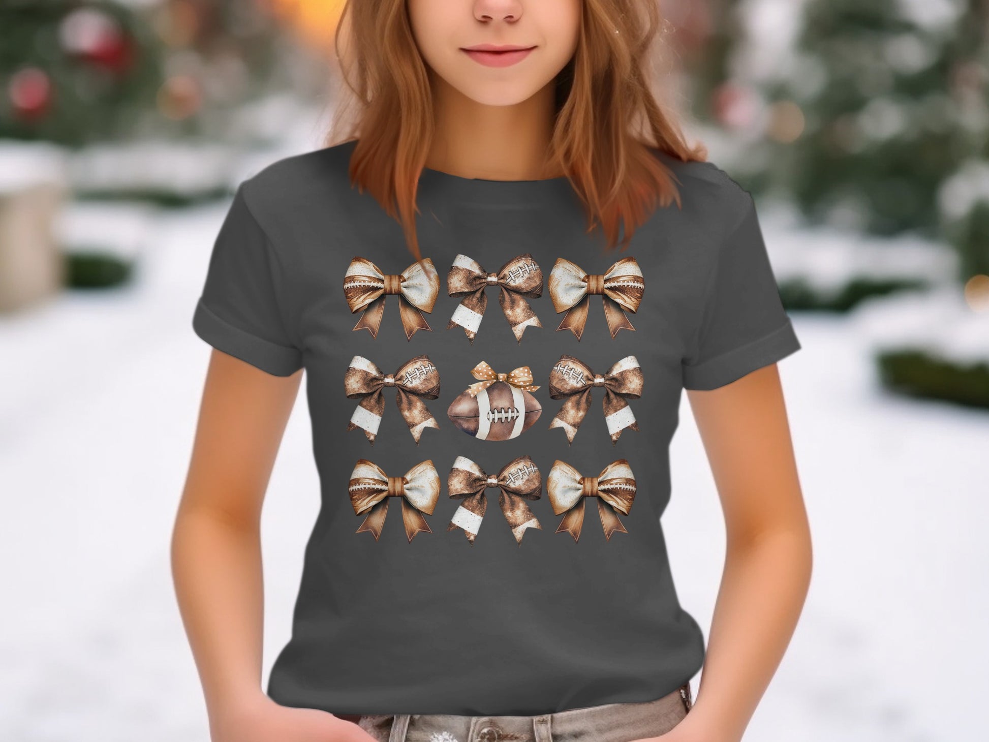 Festive Bow and Baseball Graphic T-Shirt product