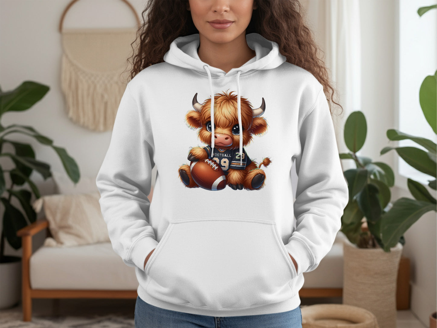 Adorable Football Highland Cow Hoodie product