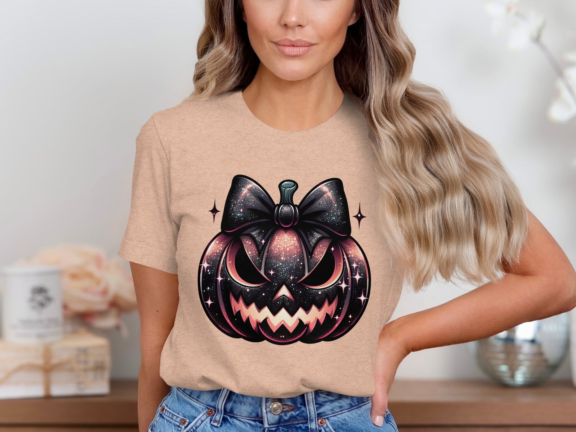 Sparkling Halloween Pumpkin Bow Graphic Tee product