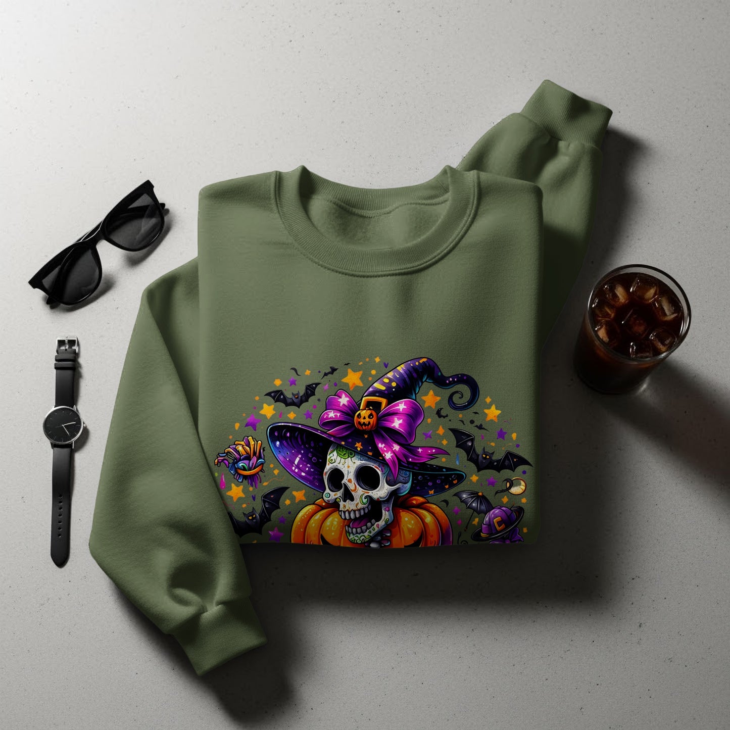 Halloween Skull Witch Graphic Design Sweater product
