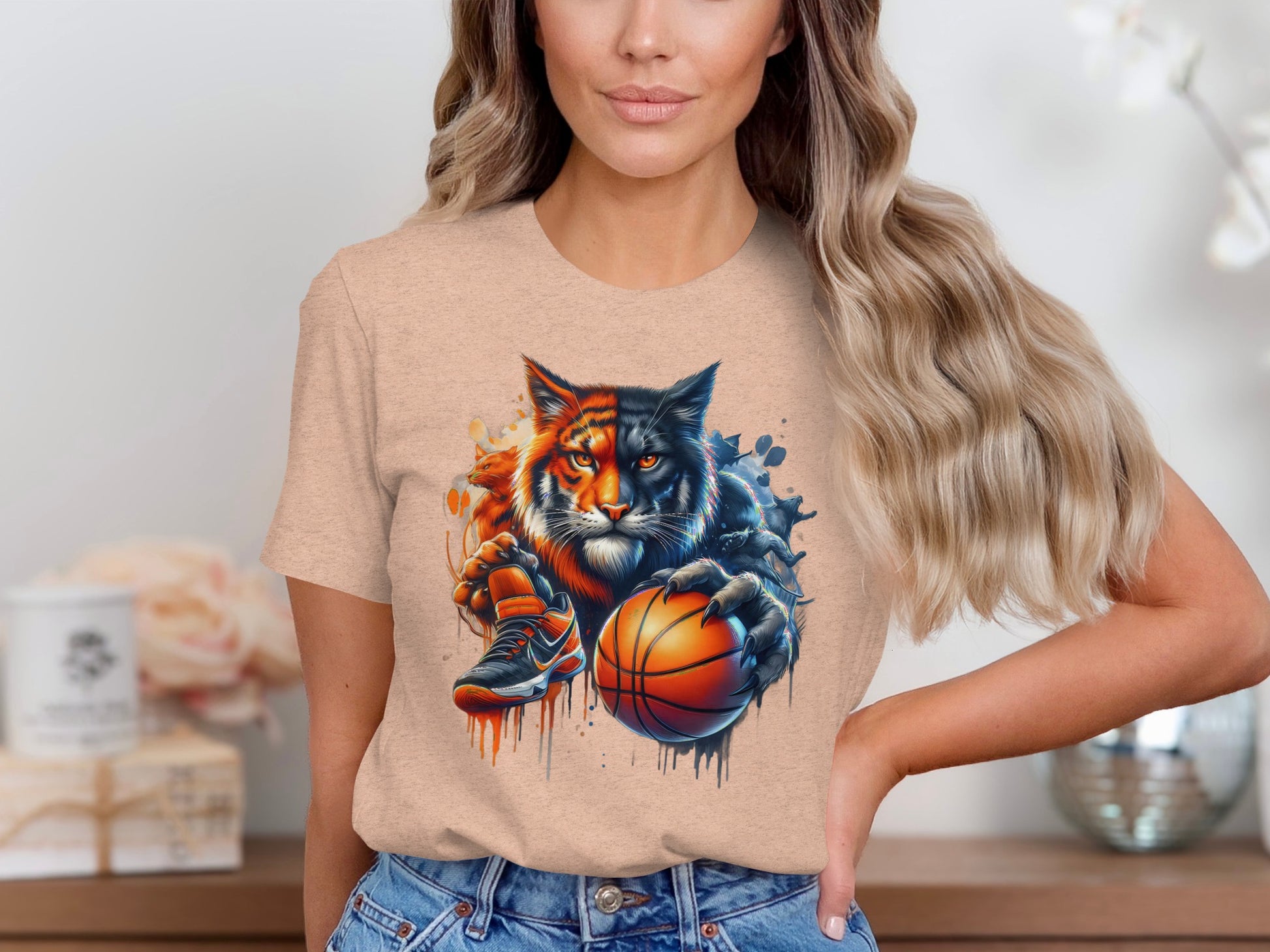 Fierce Basketball Cat Graphic Tee Shirt product type