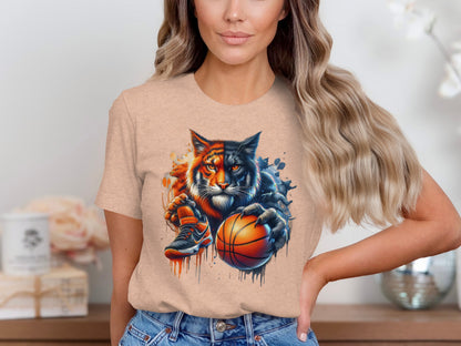 Fierce Basketball Cat Graphic Tee Shirt product type