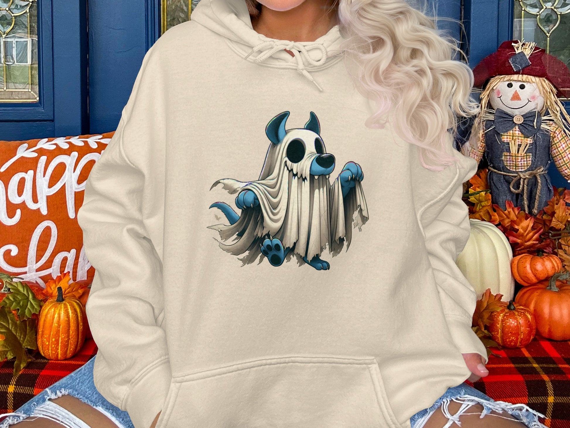 Cute Ghost Dog Graphic Print Hoodie product type