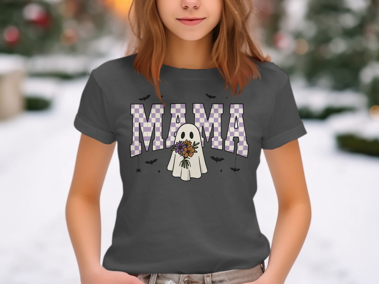 Mama Ghost with Flowers Graphic T-Shirt product type