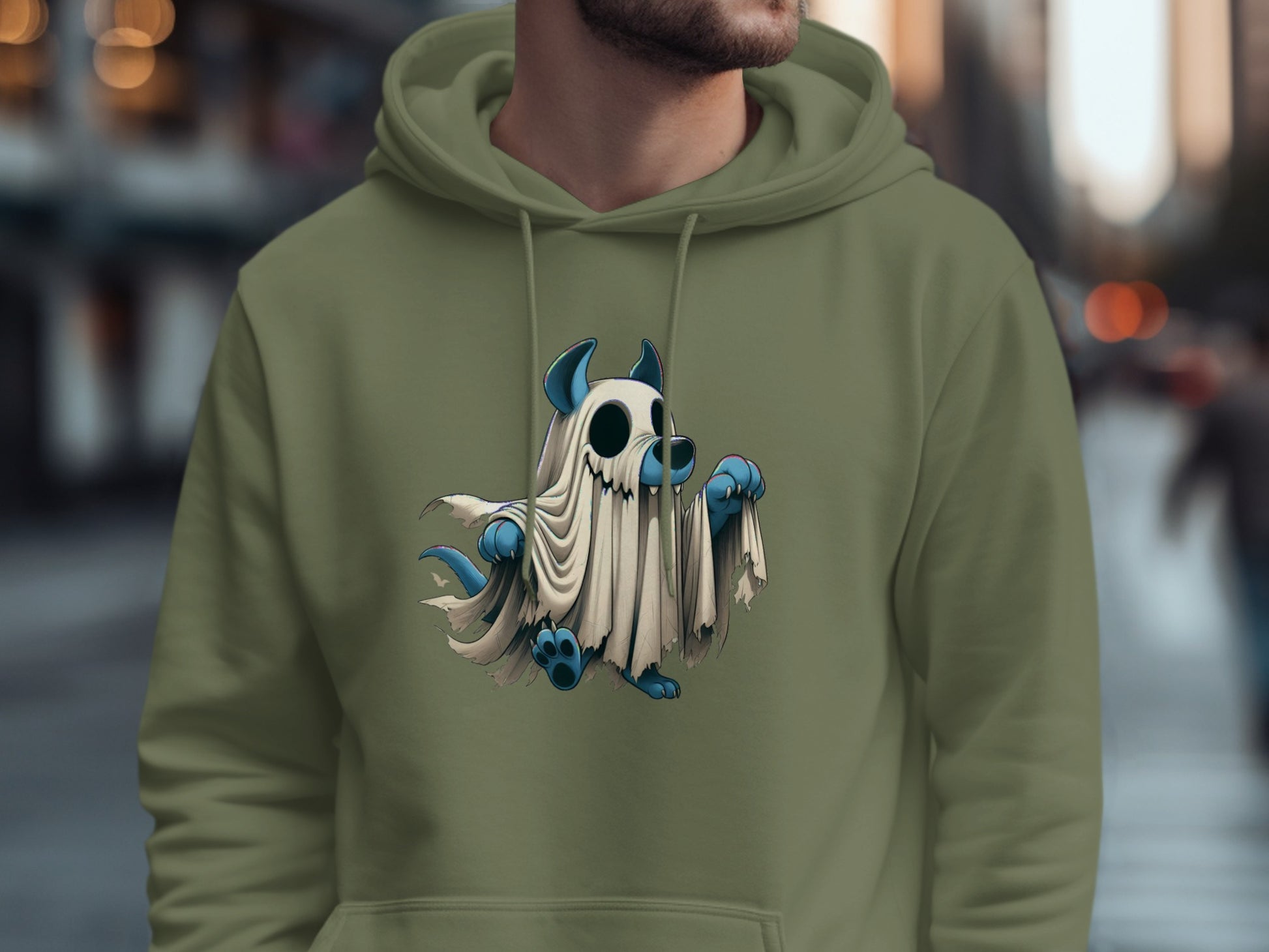 Ghostly Monster Graphic Light Green Hoodie product