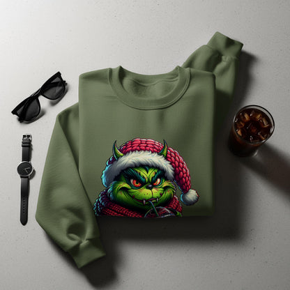 Grinch in Santa Hat Festive Holiday Sweatshirt product