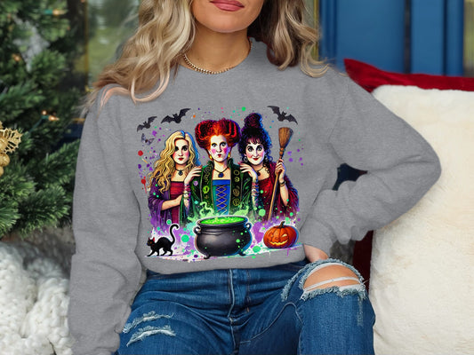 Colorful Halloween Witch Sisters Graphic Sweatshirt product type