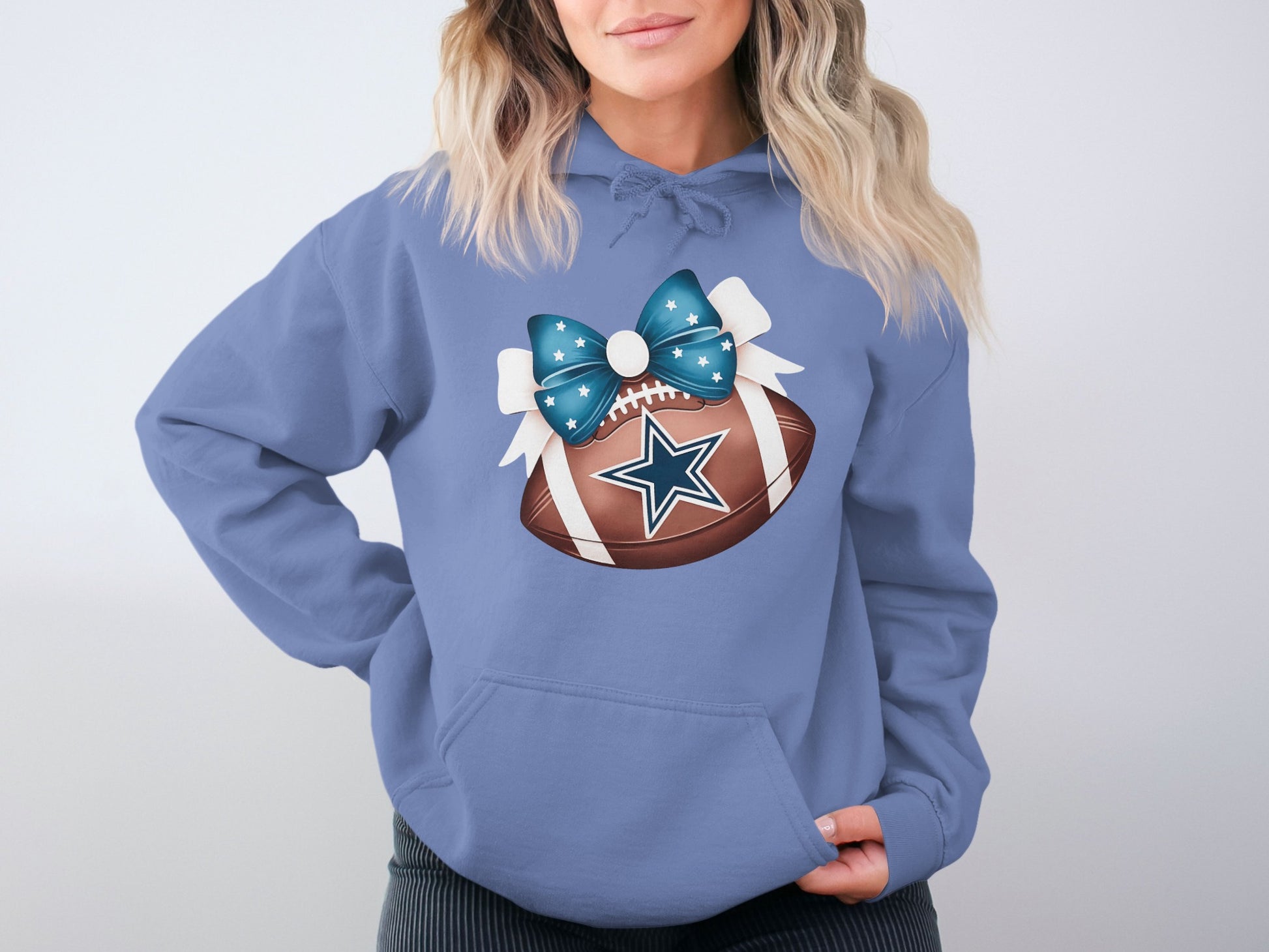 Women's Cute Bow Football Design Hoodie product type