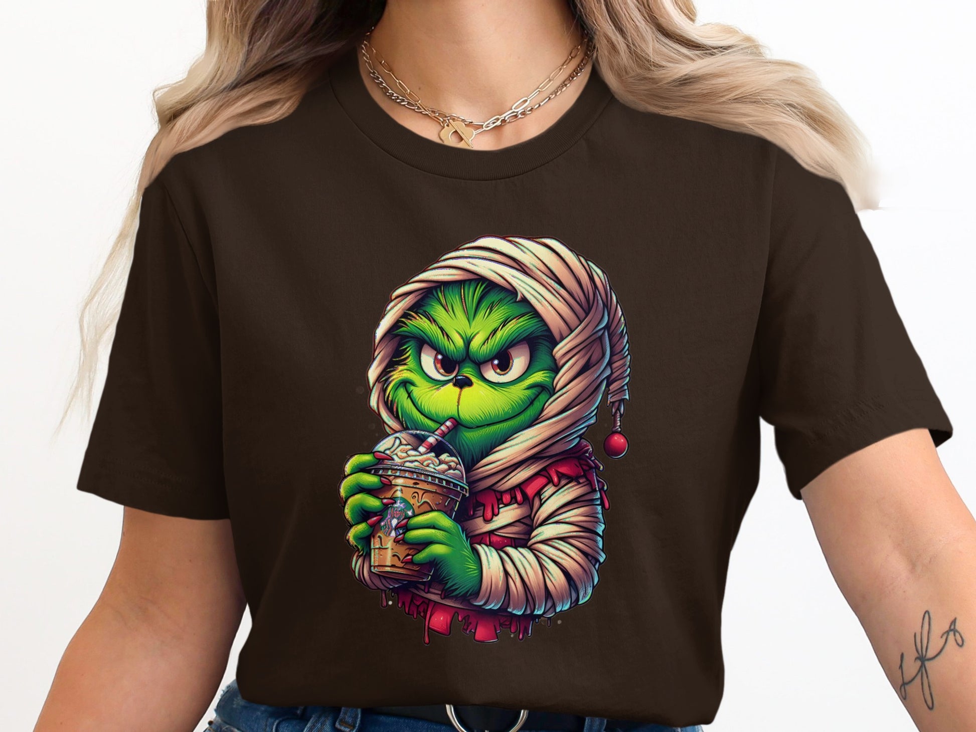 Colorful Grinch Enjoying Drink Printed Shirt product type