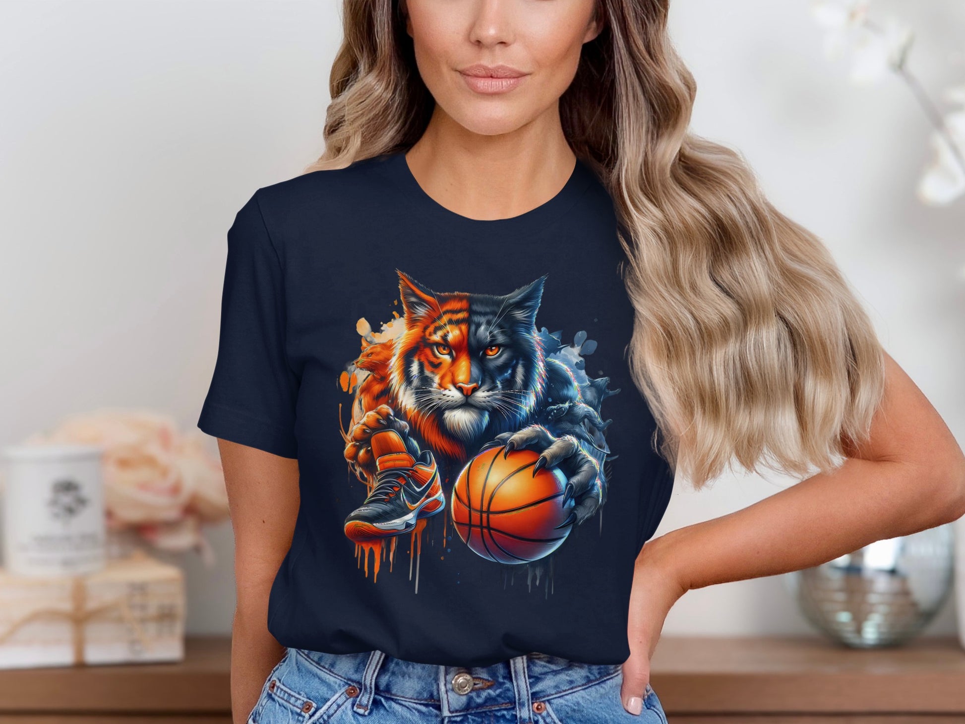 Ferocious Cat Basketball Graphic Design T-shirt product type