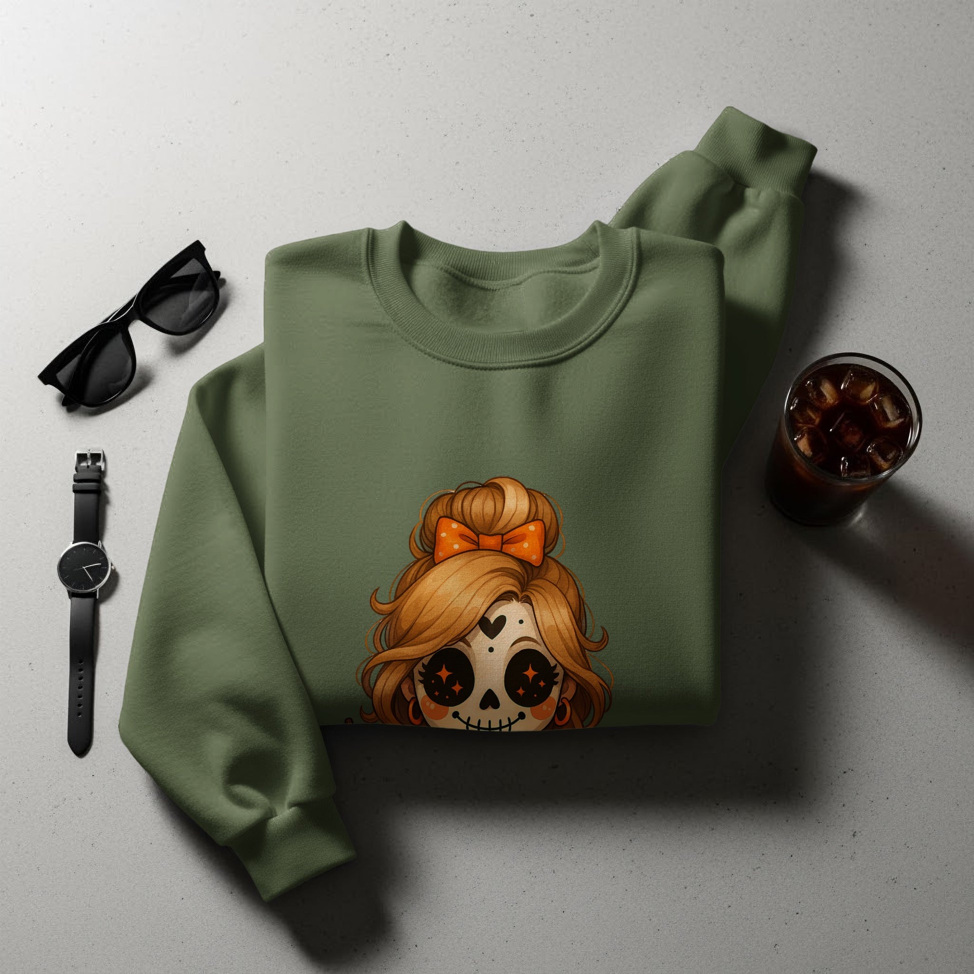 Stylish Smiling Gothic Doll Sweatshirt for Fall product