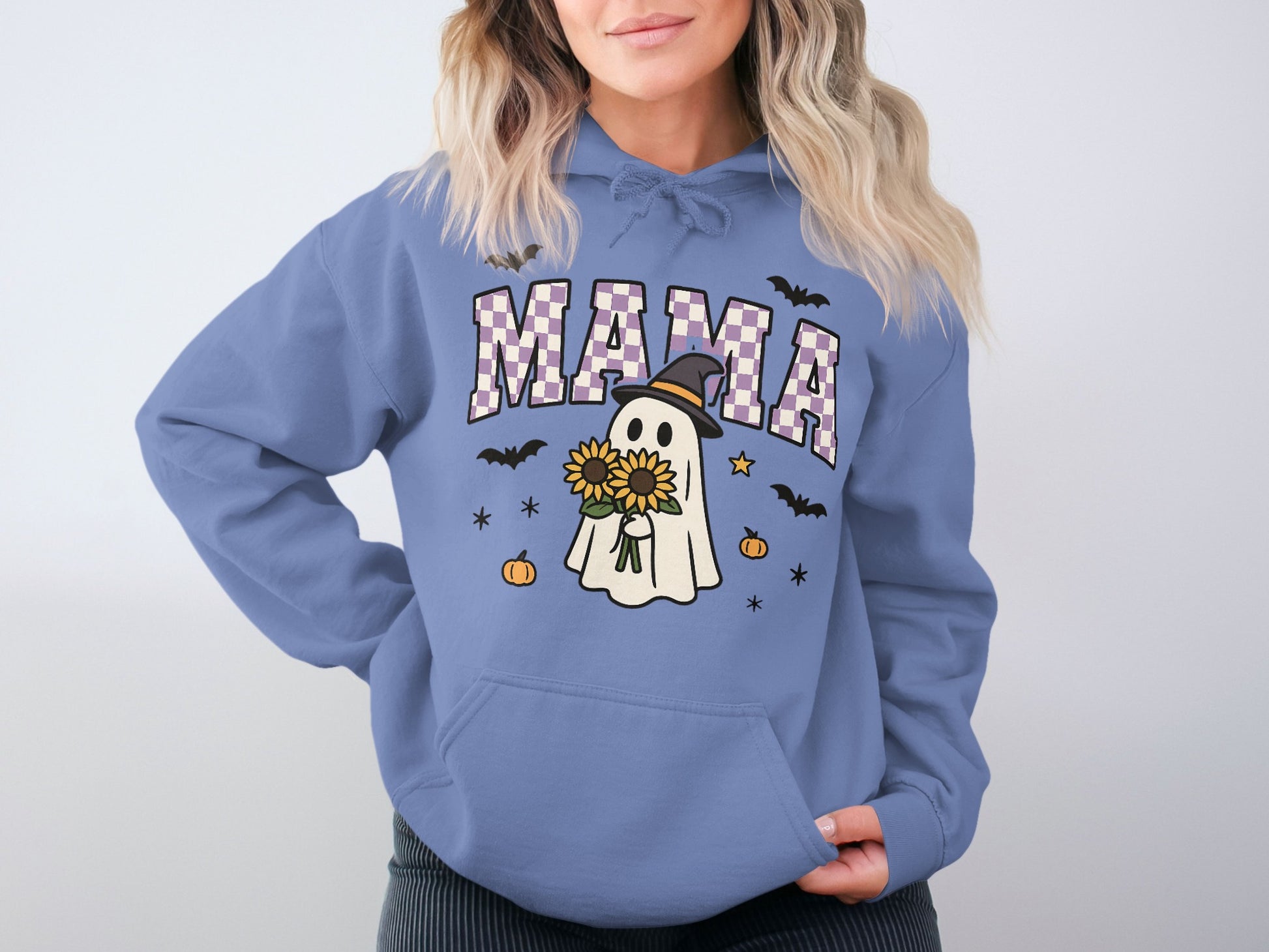 Spooky Mama Ghost and Sunflower Halloween Hoodie product