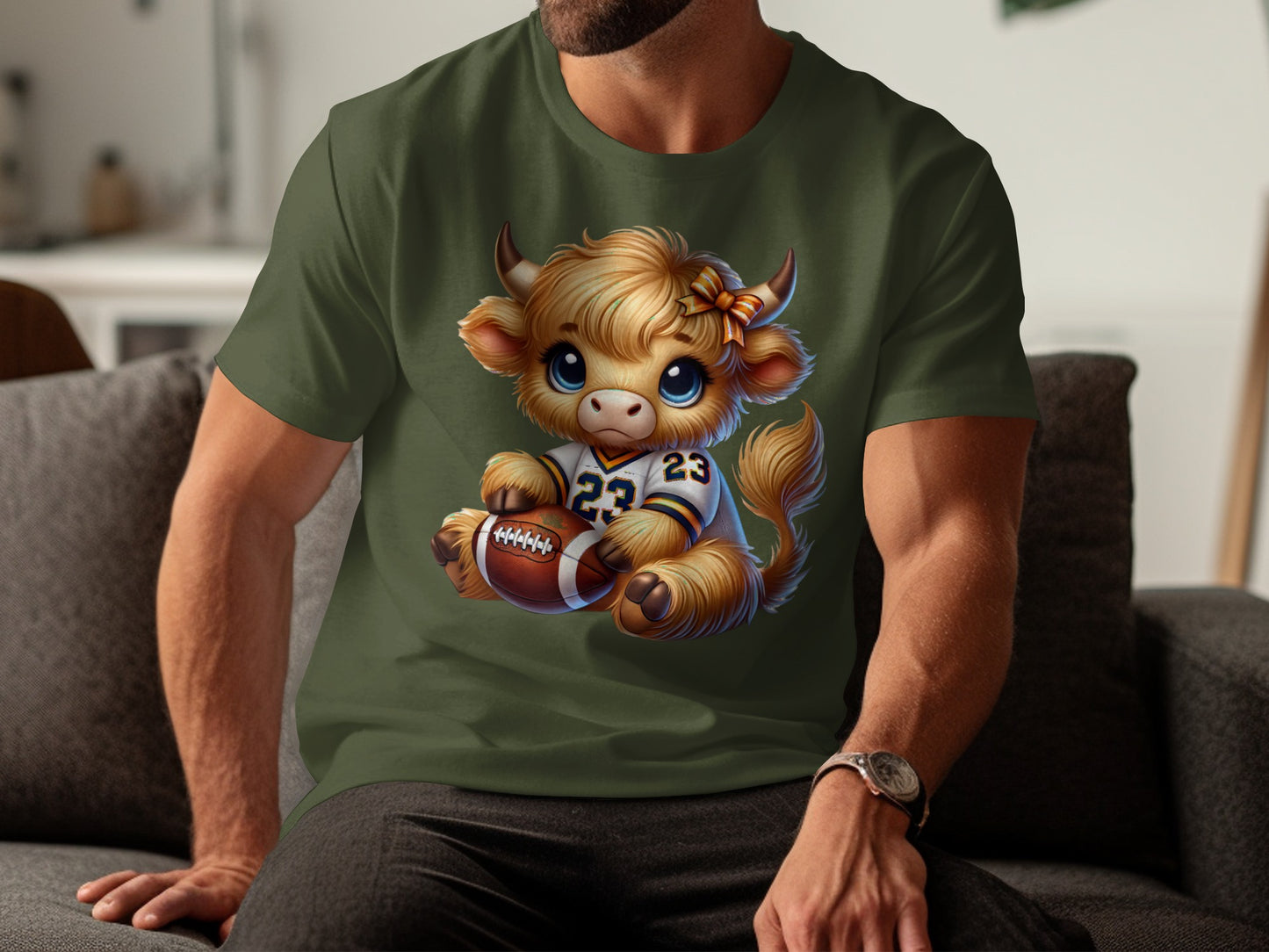 Adorable Cartoon Cow Football T-Shirt product