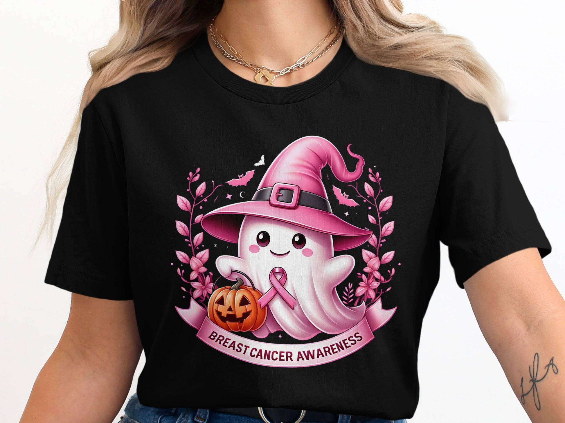 Pink Witch Ghost Breast Cancer Awareness T-shirt product type
