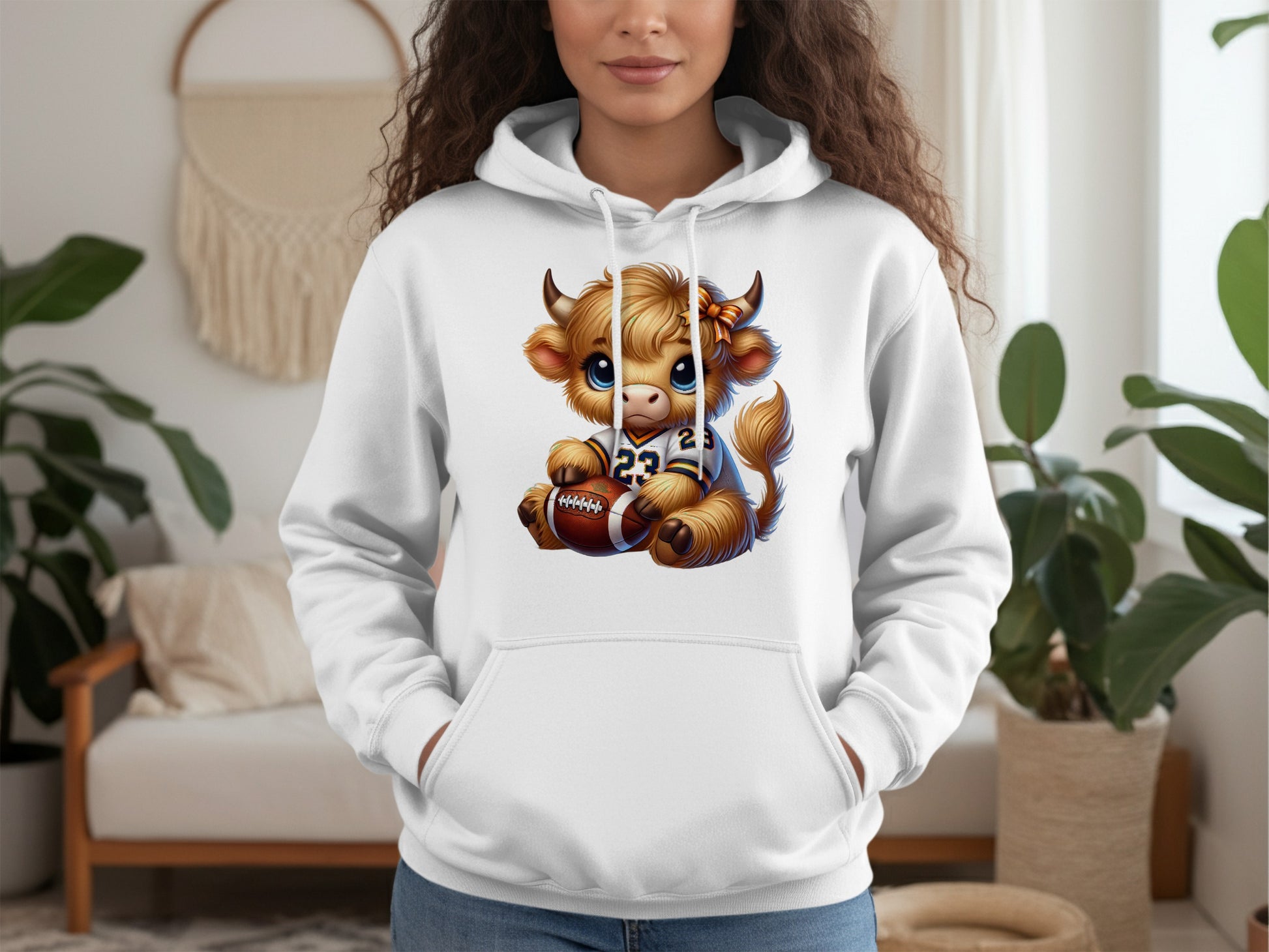 Adorable Cartoon Cow Holding Football Hoodie product