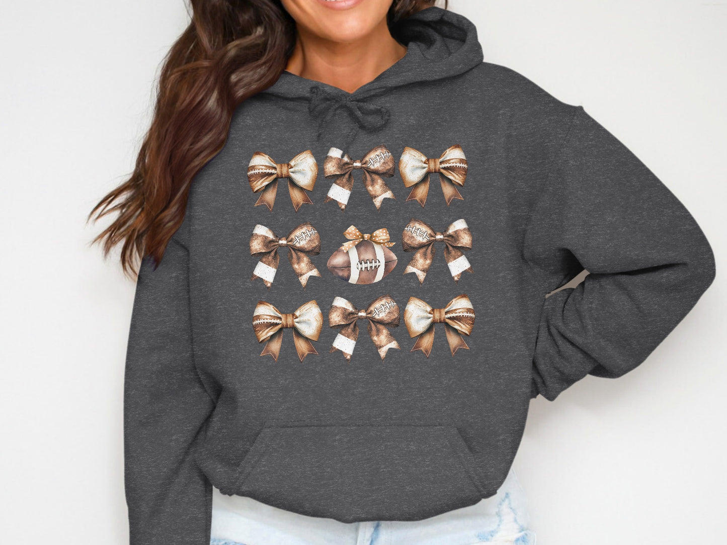 Football and Bows Design Women's Pullover Hoodie product