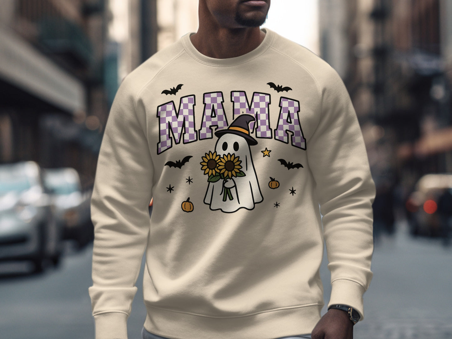 Mama Ghost Floral Sweatshirt Halloween Product Type