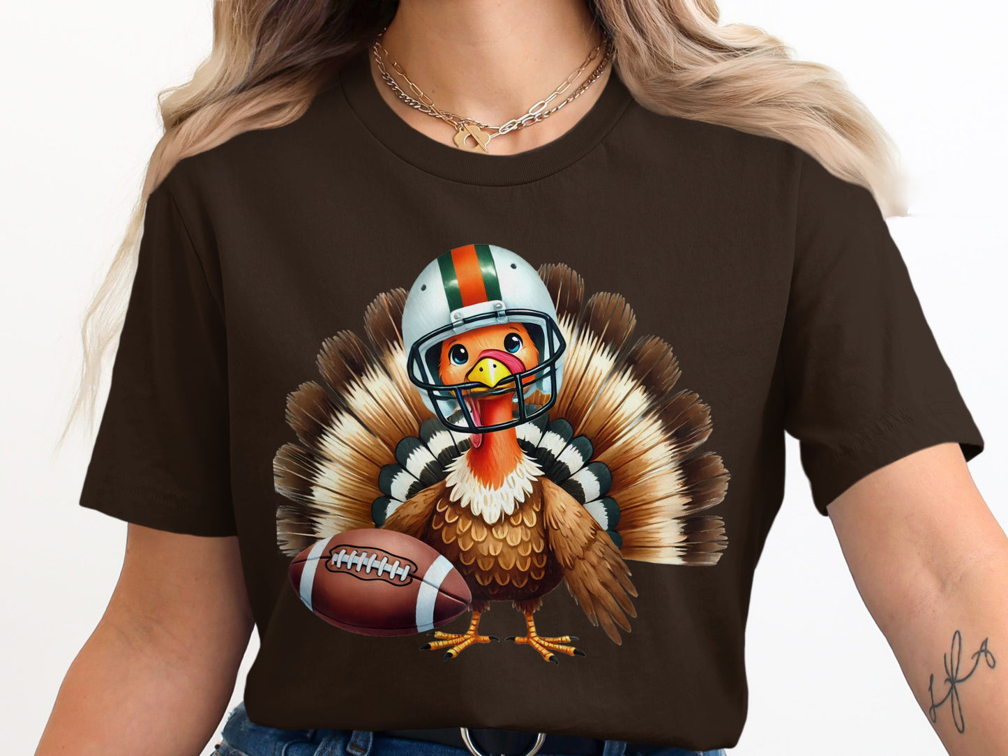 Thanksgiving Turkey Football Themed T-Shirt product type