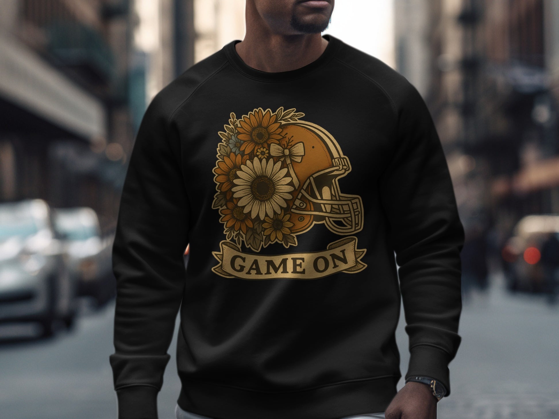 Game On Football Helmet Flowers Design product type
