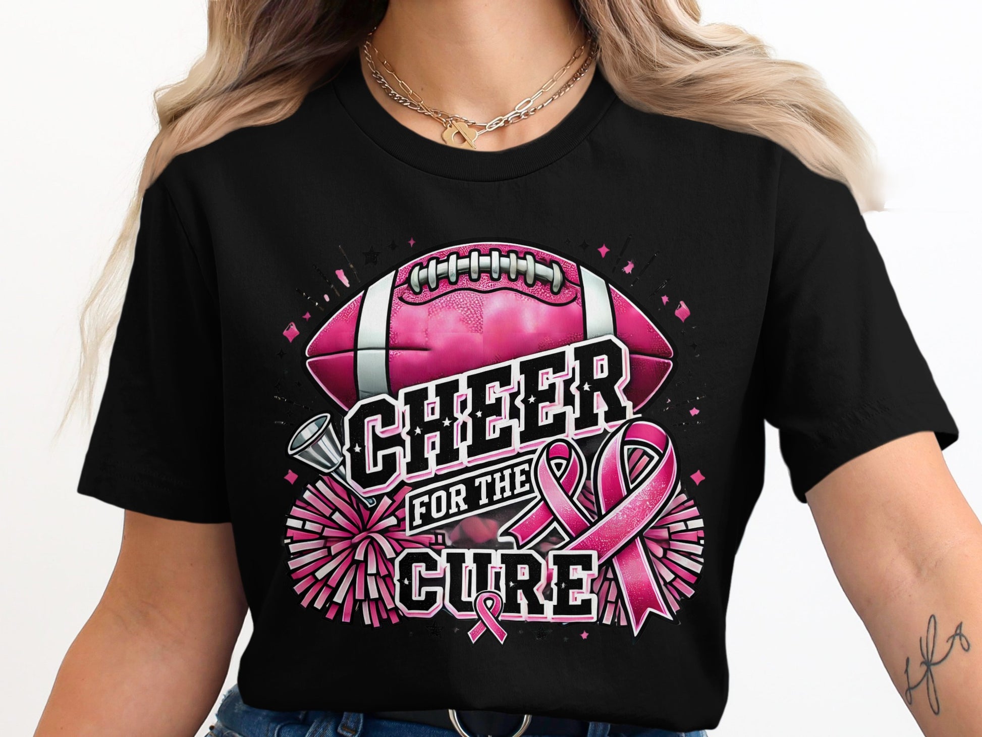 Cheer for the Cure Football Graphic T-Shirt product type
