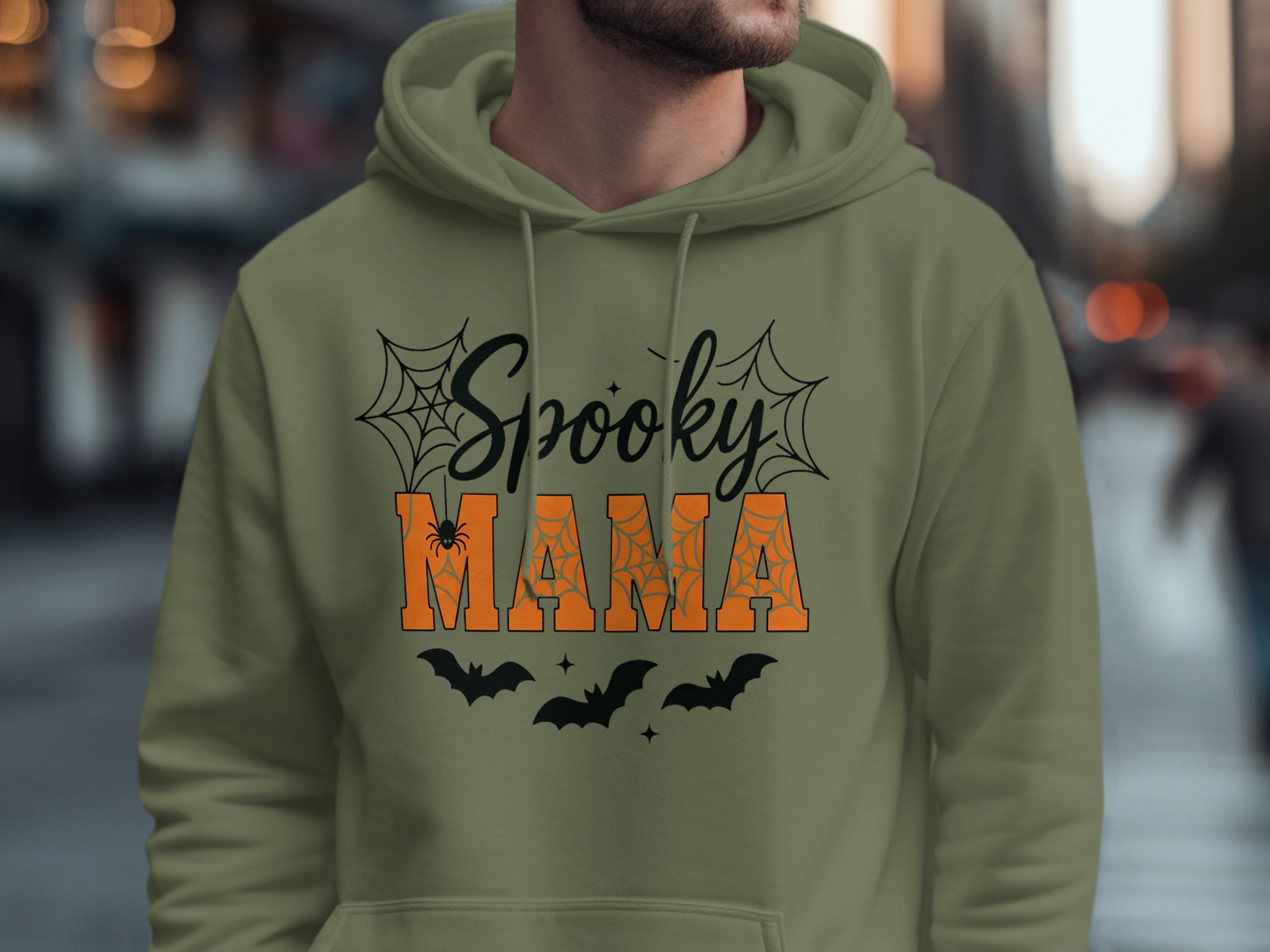 Spooky Mama Hoodie with Spider Webs Halloween product