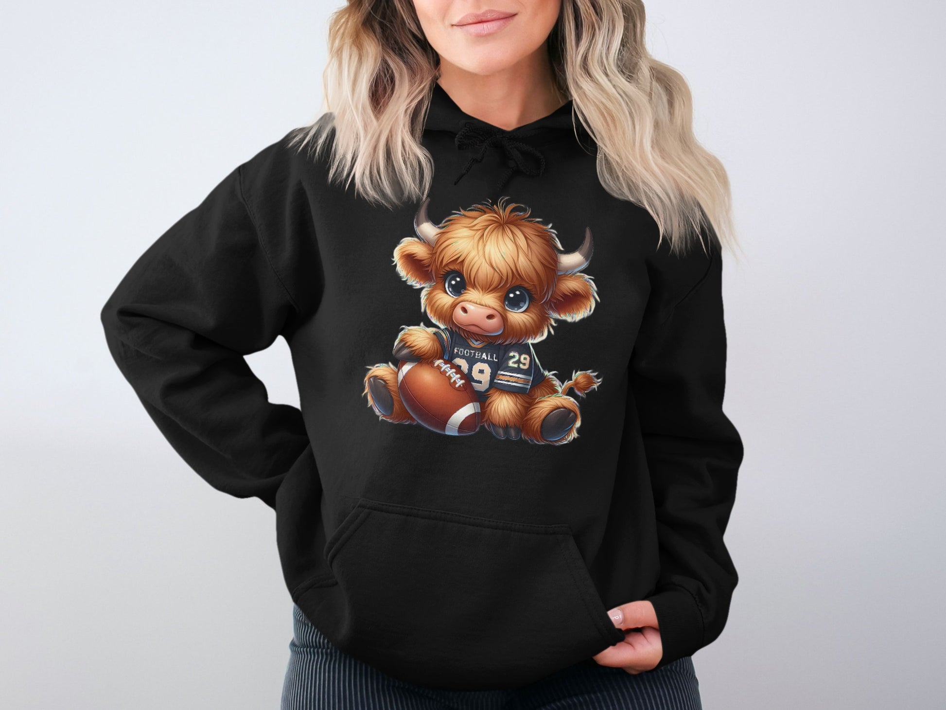 Adorable Football Cow Cartoon Print Hoodie product