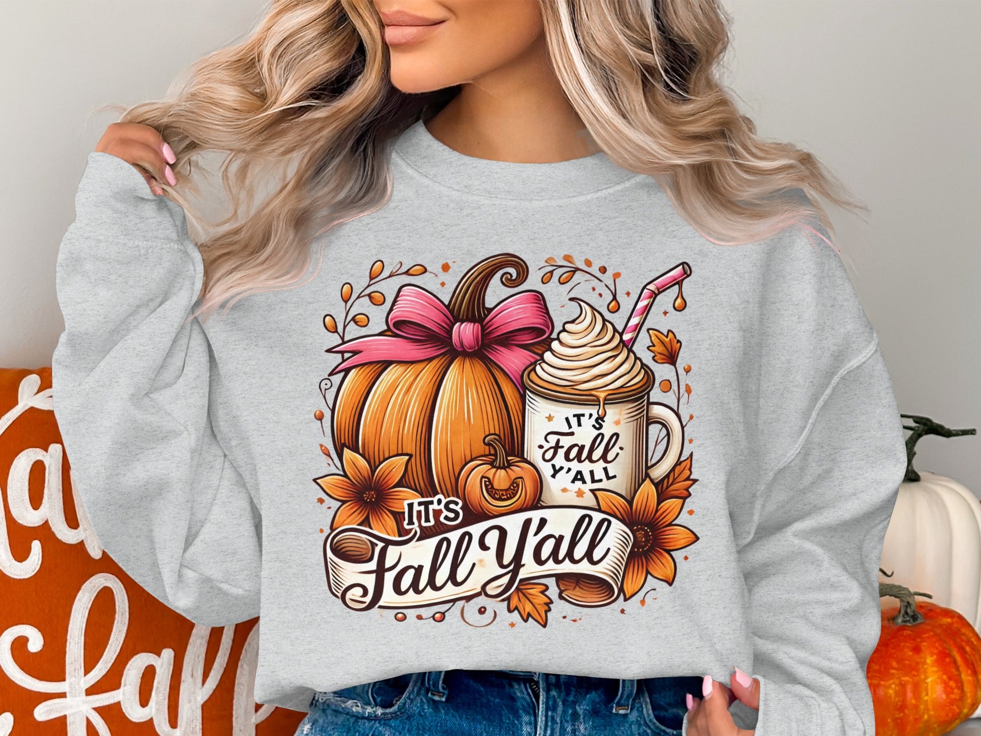 Festive Fall Y'all Sweater for Autumn Season product type