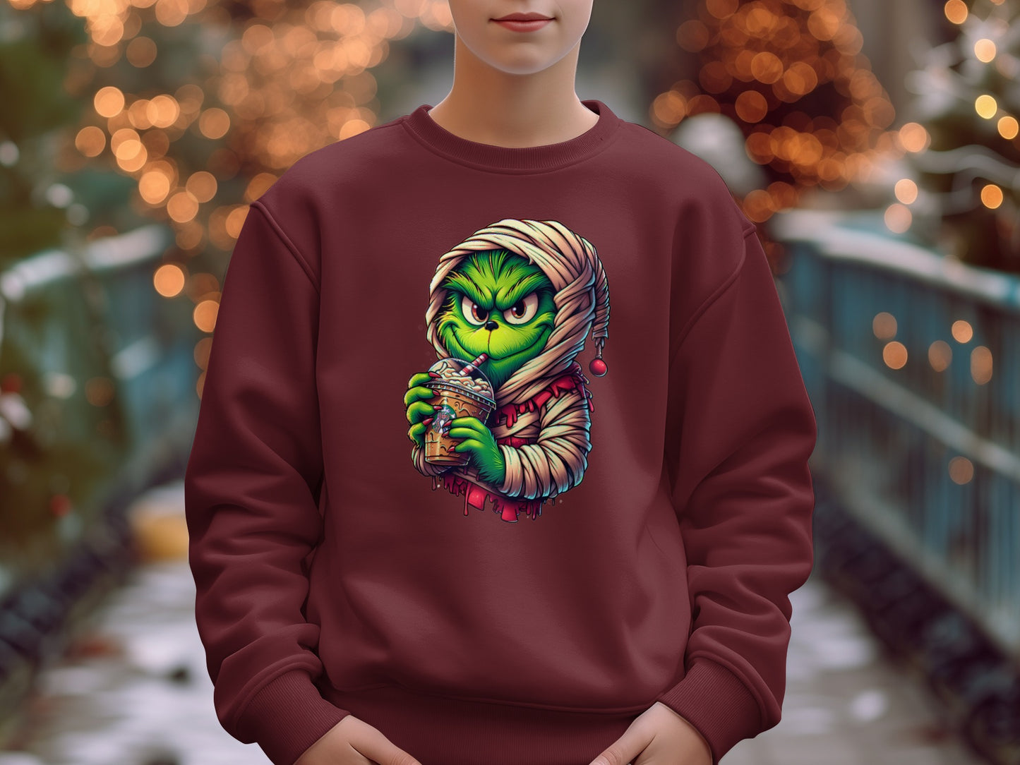 Grinch Holding Cup Holiday Design Sweatshirt product