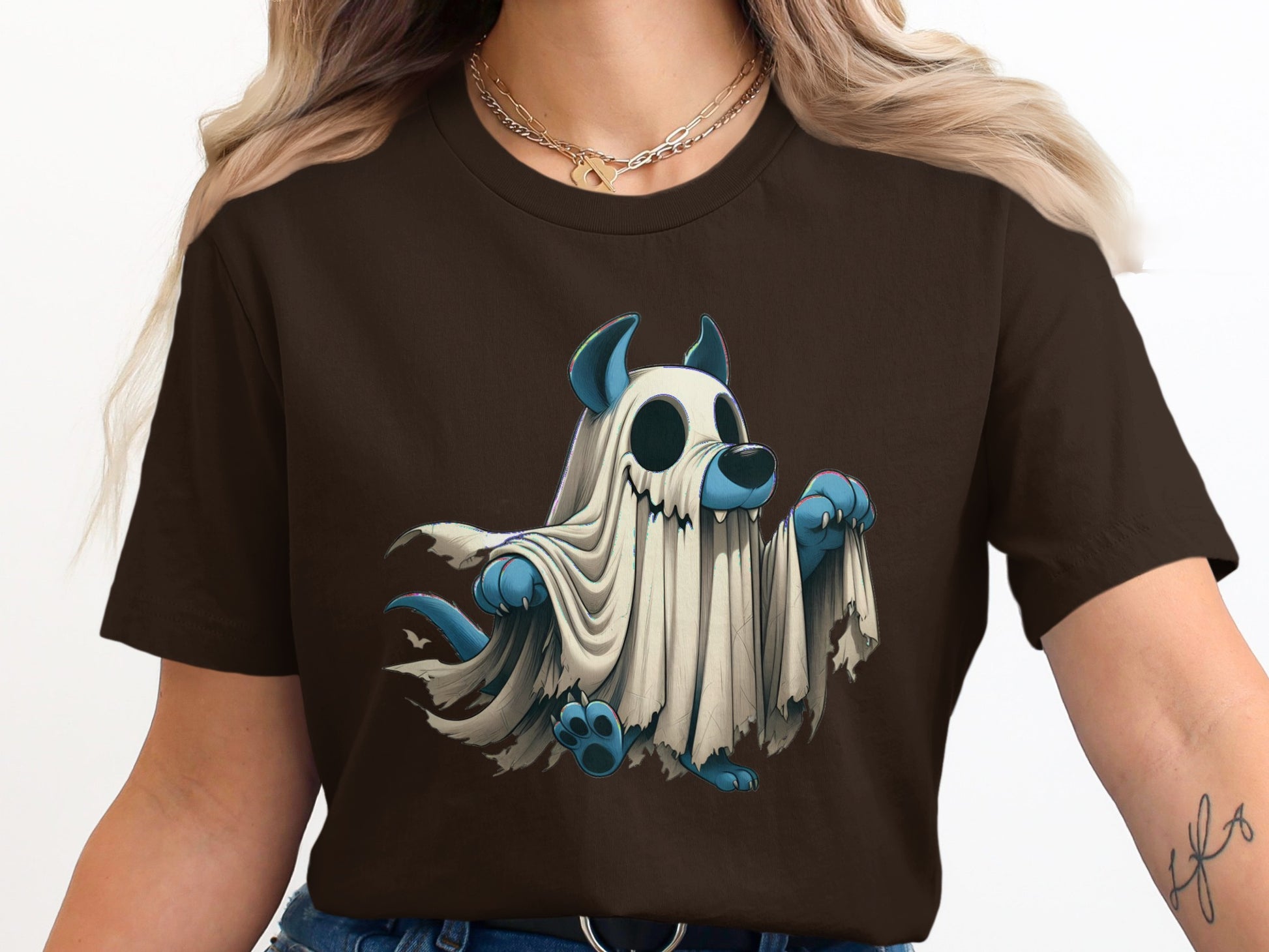 Adorable Ghost Dog Design Shirt Spooky Style Product Type