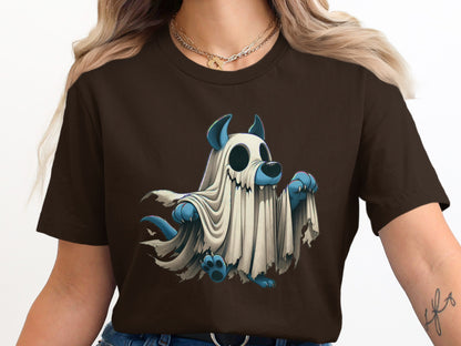 Adorable Ghost Dog Design Shirt Spooky Style Product Type