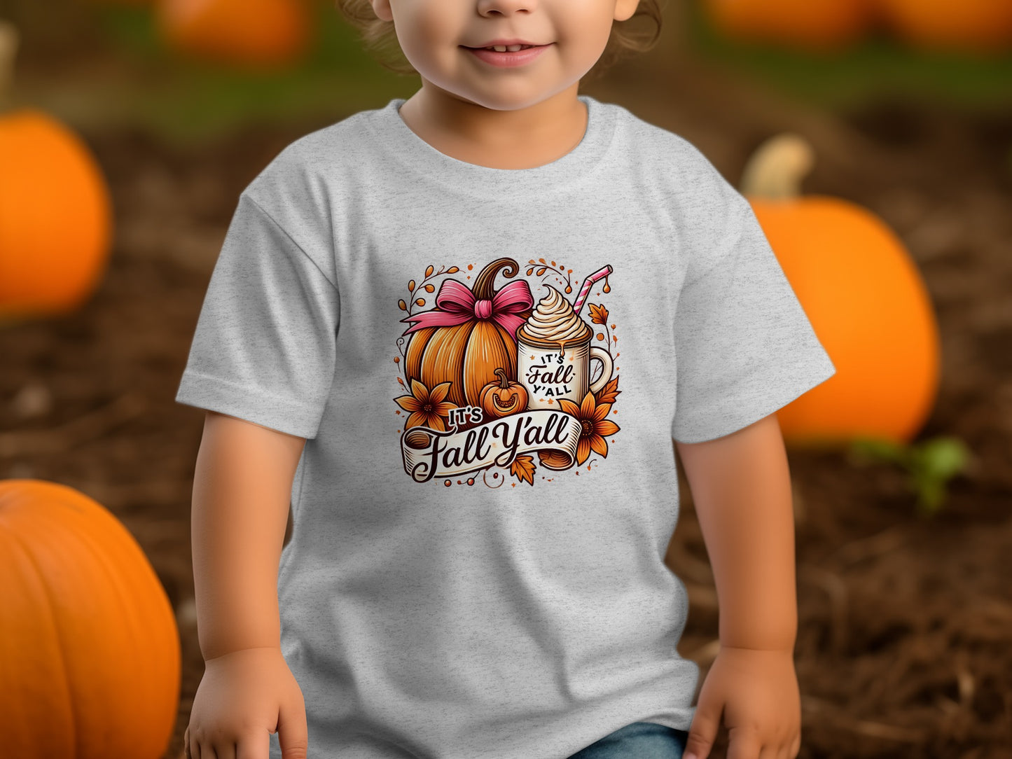 Cute Fall Pumpkin and Latte It's Fall Y'all Shirt product