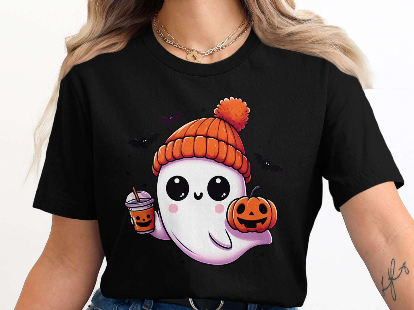 Cute Halloween Ghost with Pumpkin Shirt product type