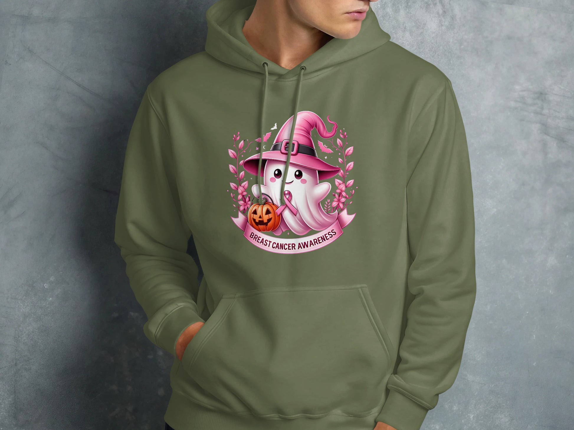 Ghost Halloween Breast Cancer Awareness Hoodie product type