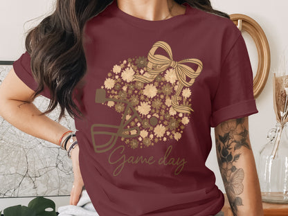 Game Day Graphic Bow and Flowers Design T-Shirt product type