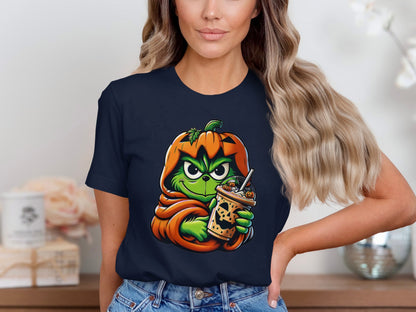 Halloween Grinch Holding Drink T-Shirt product