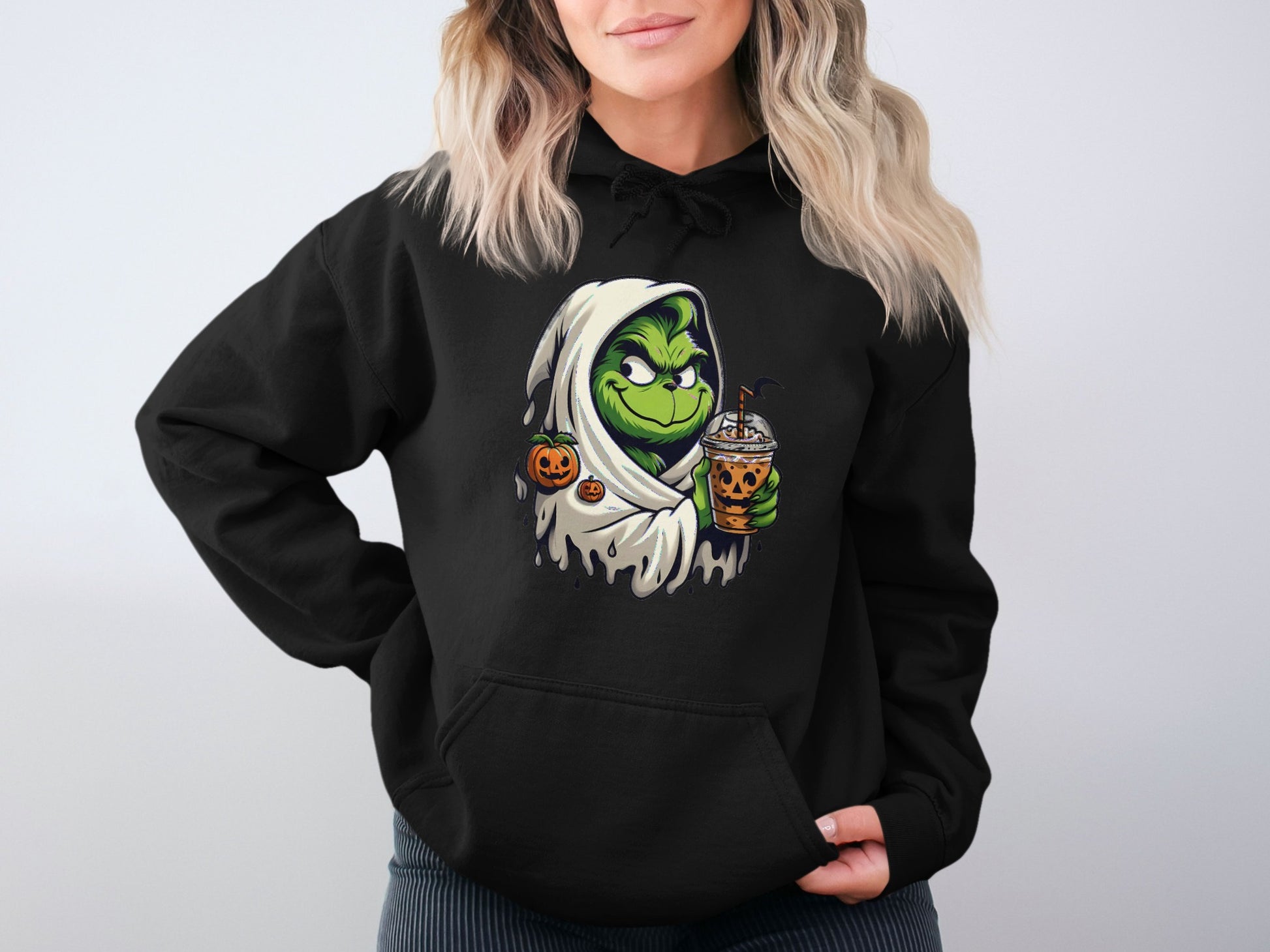 Halloween Themed Grinch Design Black Hooded product