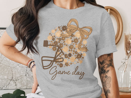 Game Day Bow Floral Design Graphic T-Shirt product type