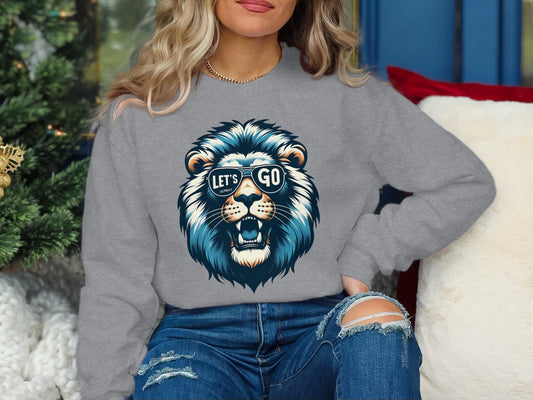 Let's Go Cool Lion Graphic Print Sweatshirt product
