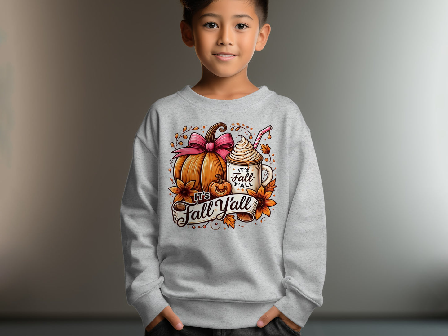 It's Fall Y'all Pumpkin and Coffee Print Sweatshirt product type